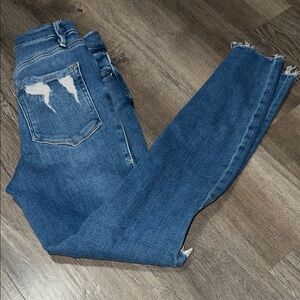 Good American Blue Distressed Straight Leg Jeans sz0/25